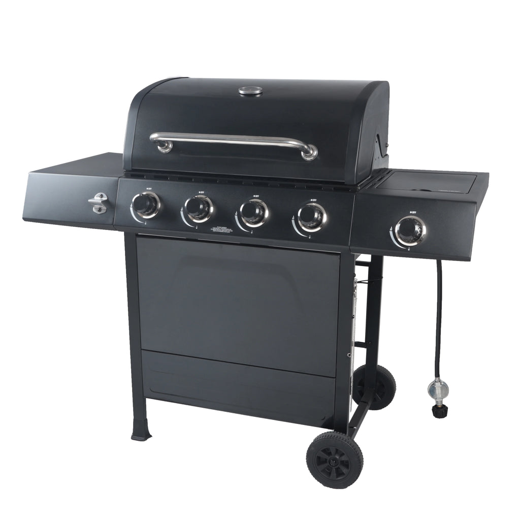 4-Burner Propane Gas Grill with Side Burner, Stainless Steel & Black J99262
