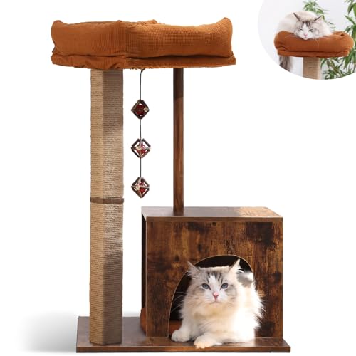 Modern Wooden Cat Scratching Post with Silvervine Balls R585112