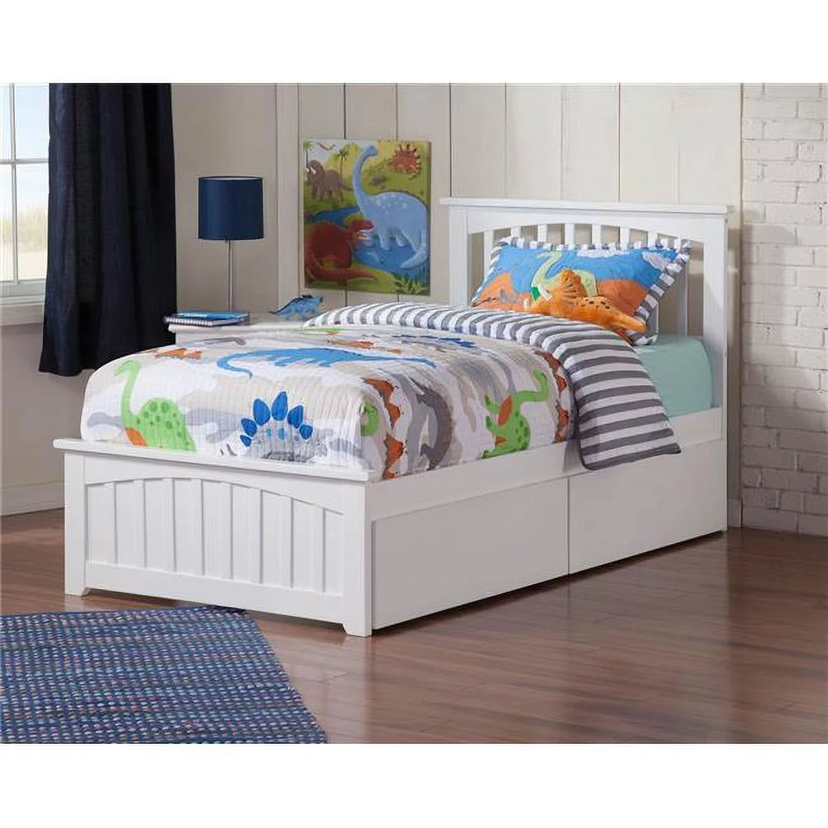White Twin Bed Footboard with Drawer W6507
