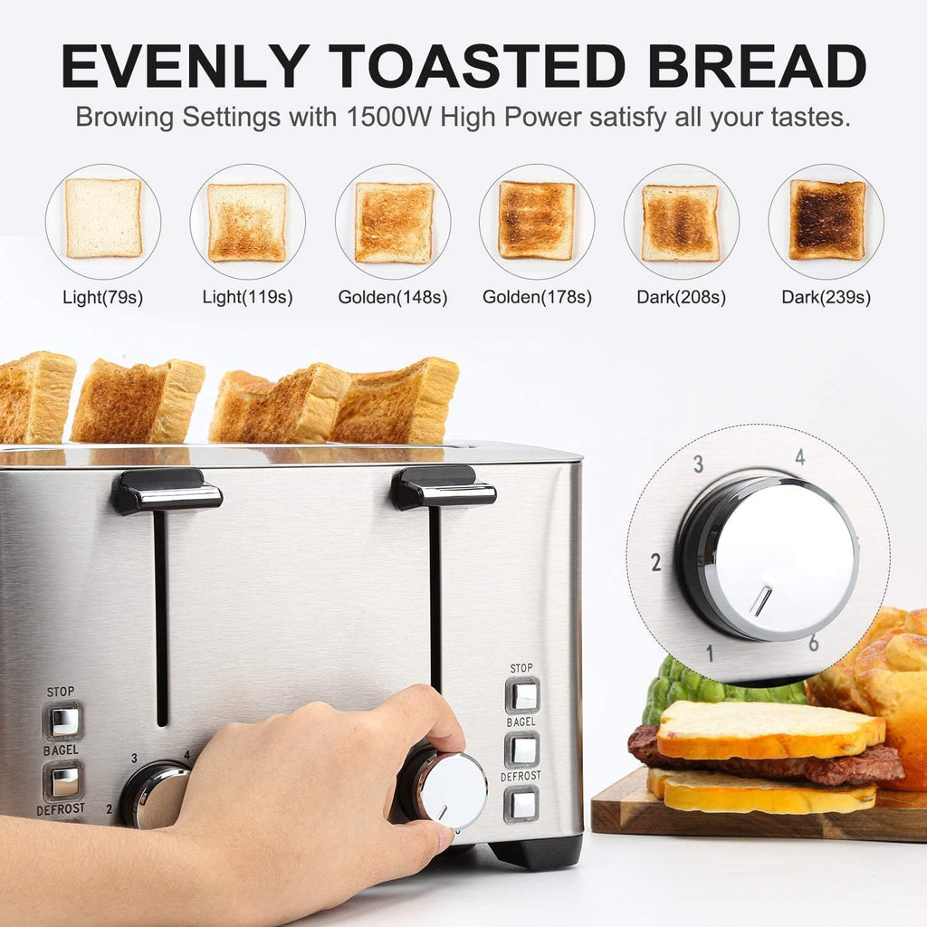 4 Slice Stainless Steel Toaster with Extra Wide Slots Y453074
