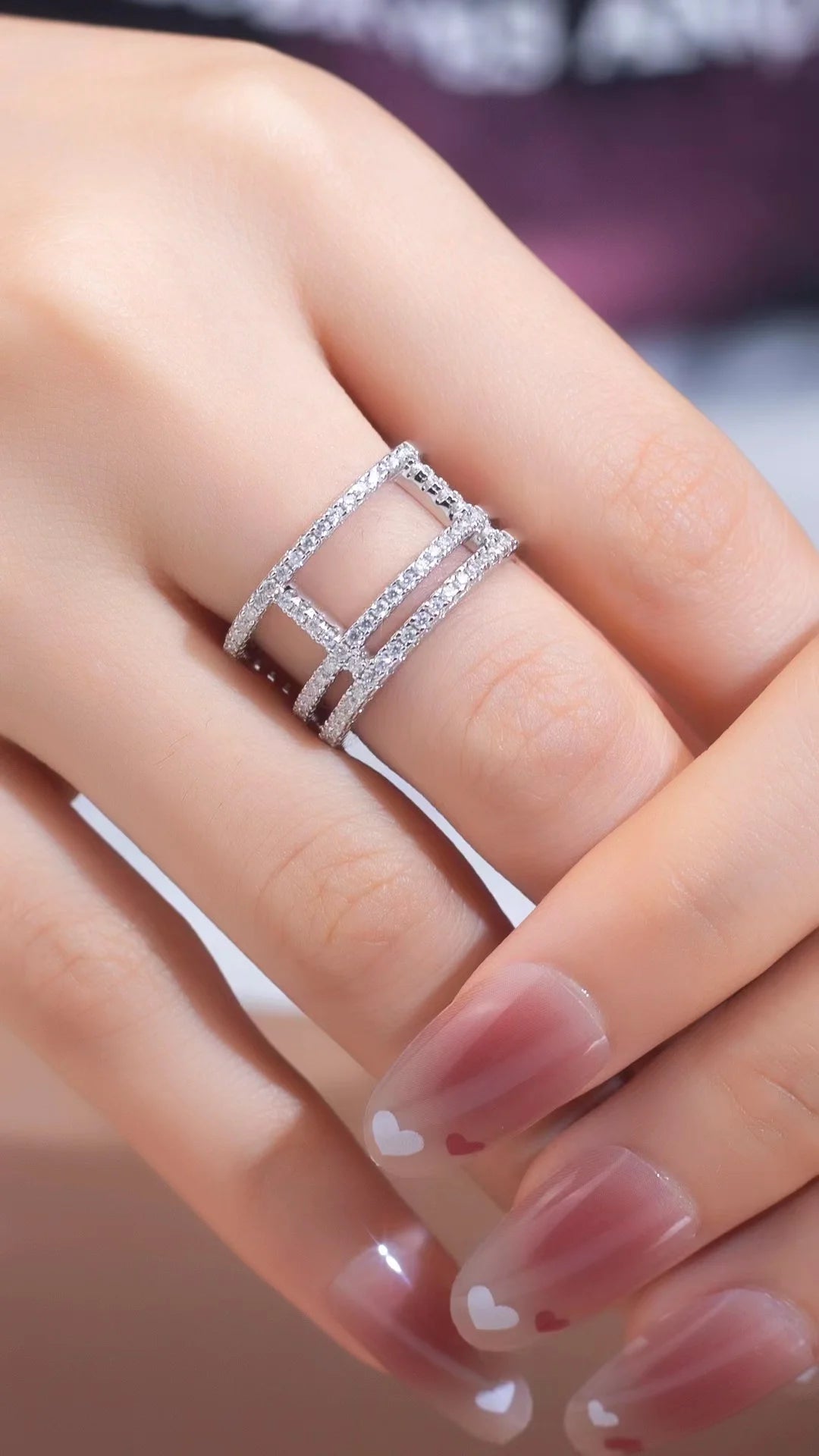 18K White Gold Plated Moissanite Engagement Ring P959525