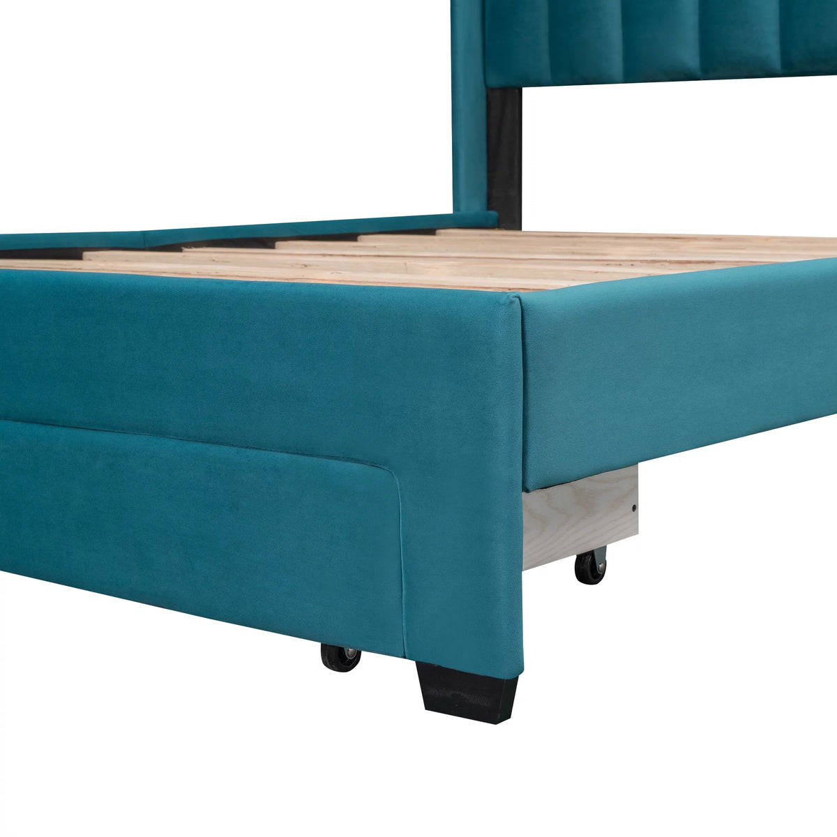 Queen Size Velvet Upholstered Platform Bed with Storage and Headboard P791