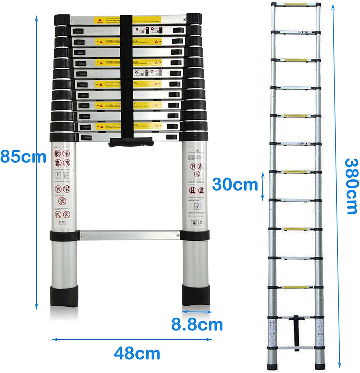 Aluminum Telescoping Extension Ladder 12.5ft 330lb Capacity T8875