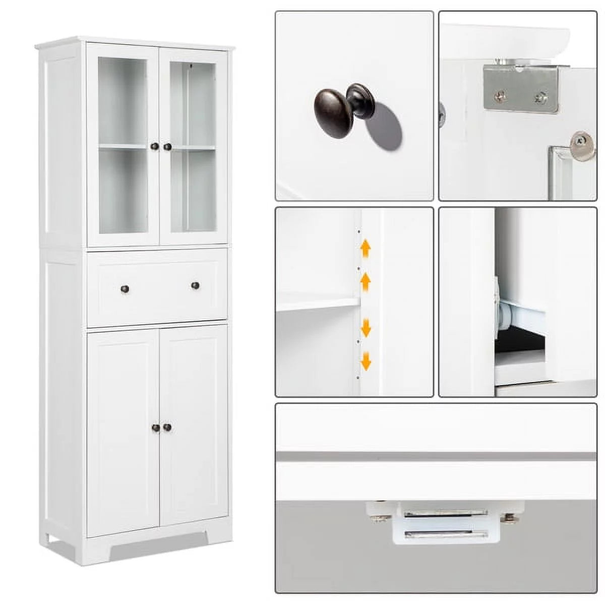 White 4 Doors 1 Pump MDF Bathroom Cabinet I716297