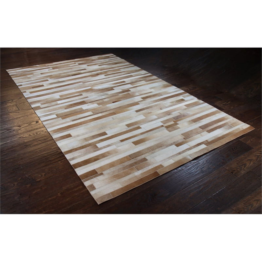 Camel Hair on Hide Leather Area Rug Q4356