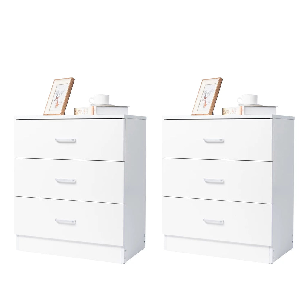 Set of 2 White 3 Drawer Dresser O4817