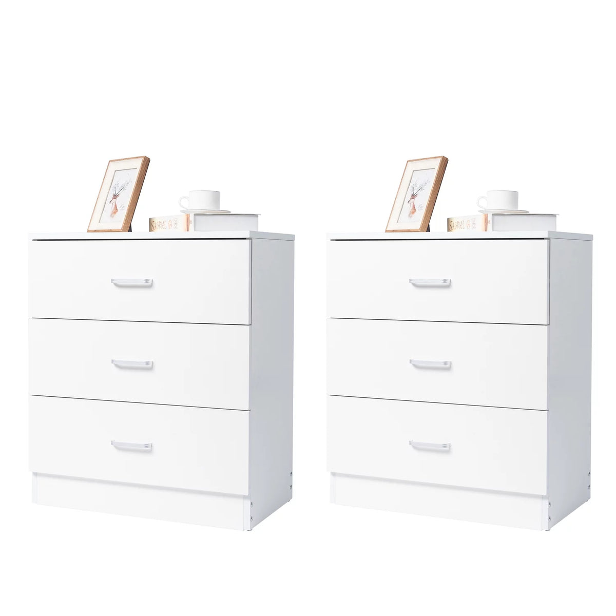 Set of 2 White 3 Drawer Dresser O4817