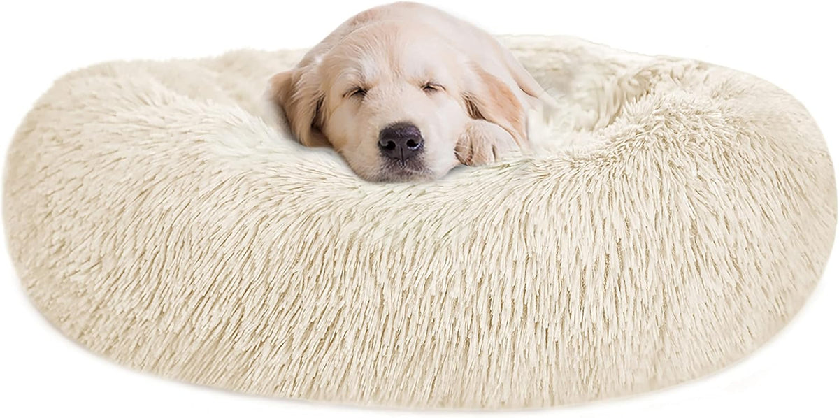 Beige Machine Washable Donut Pet Bed N475