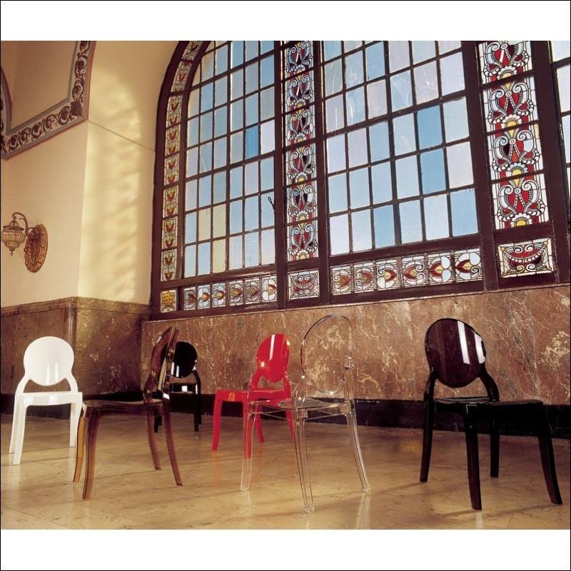Glossy Red Polycarbonate Dining Chair Y618252