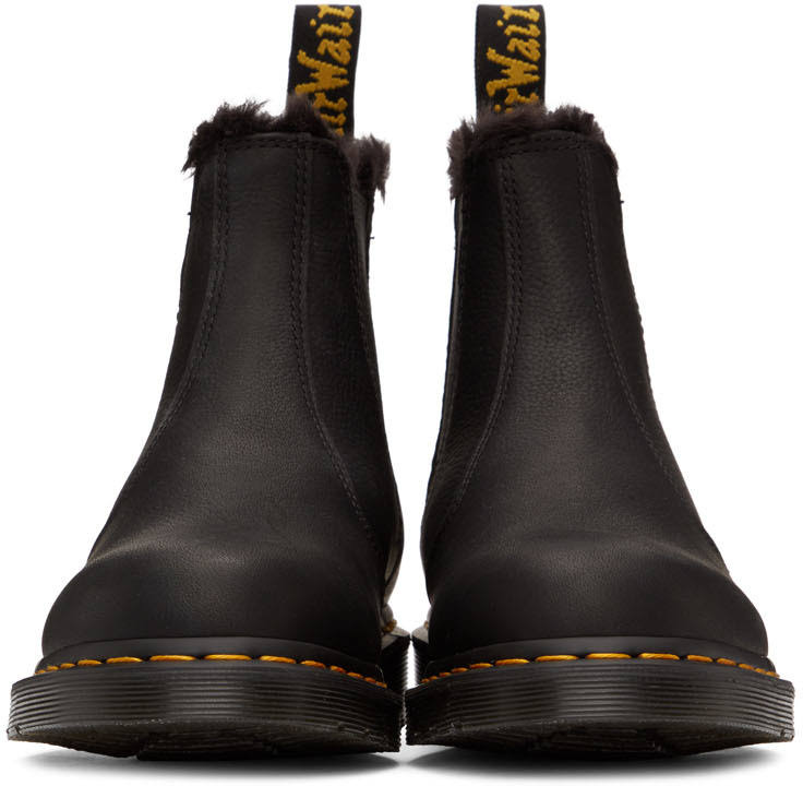 Black Faux Fur Lined Chelsea Boots P243054