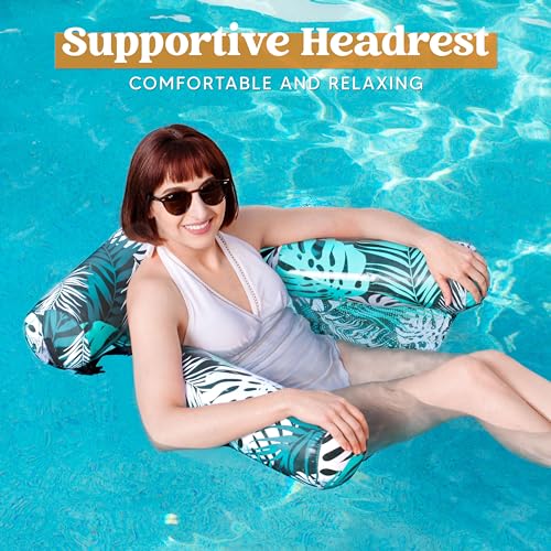 Inflatable Pool Lounge Chair with Plant Pattern F4887