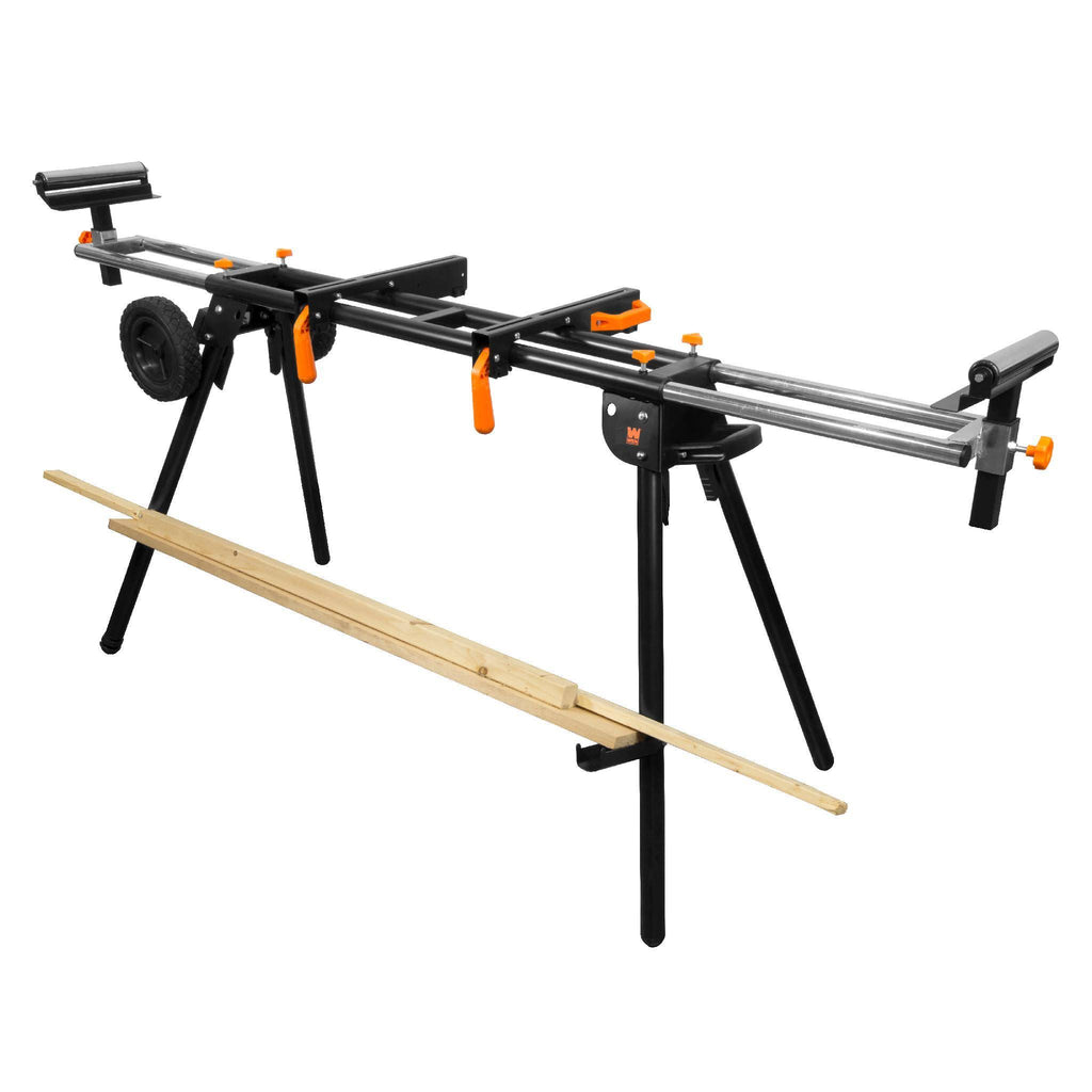 Collapsible Rolling Miter Saw Stand with 3 Onboard Outlets Z287966