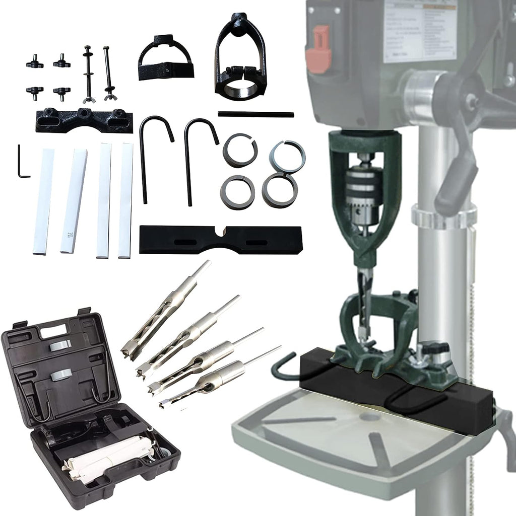 Bench Drill Locator Set, Square Hole Chisel Drilling Machine Woodworking Mortiser Location Tool, Mortising Attachment Kit I713089