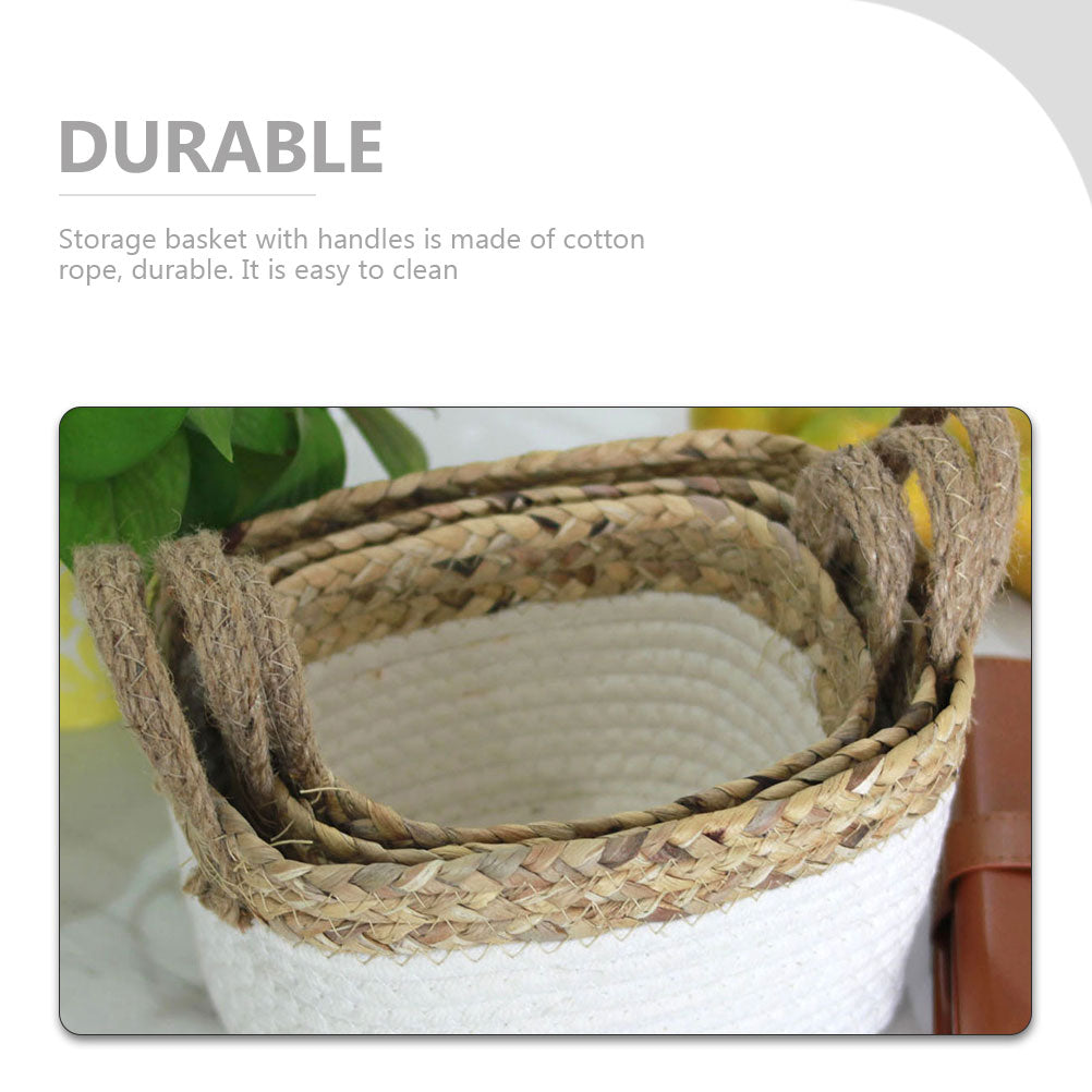 Cotton Rope Woven Basket Storage Boxes with Lids K227189