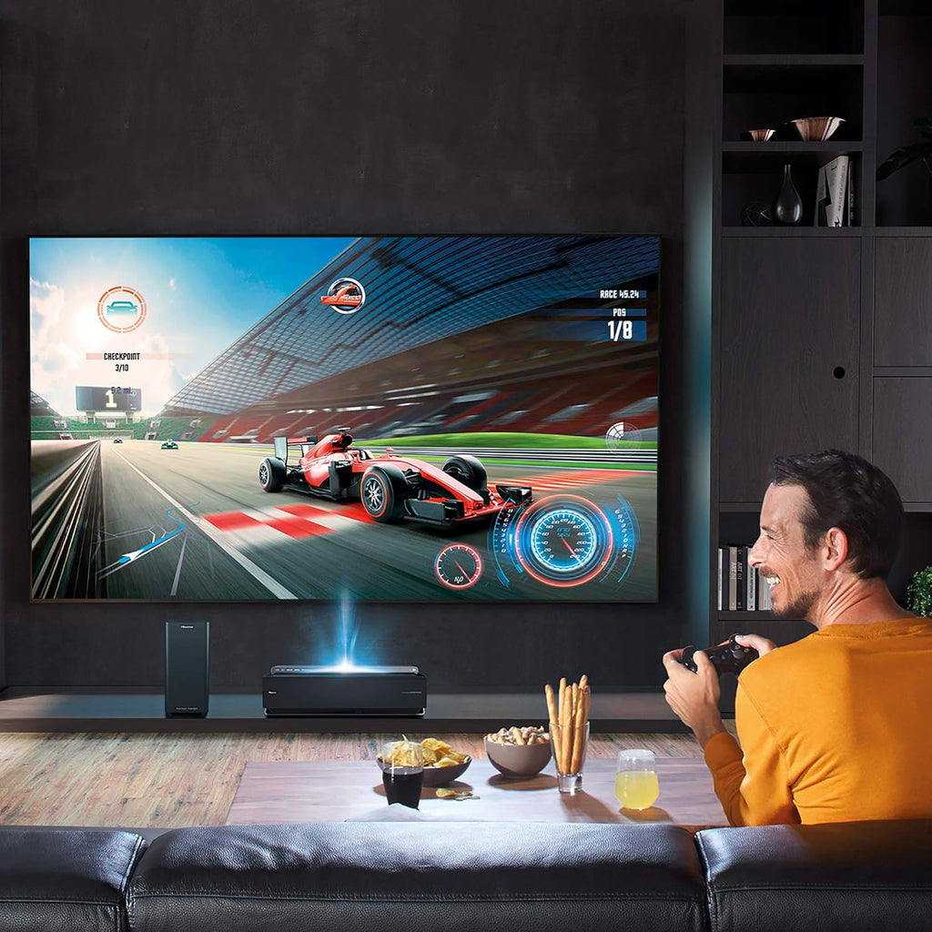 120-Inch 4K UHD Smart Laser Projector TV with Screen and 2.1 Audio System I18705