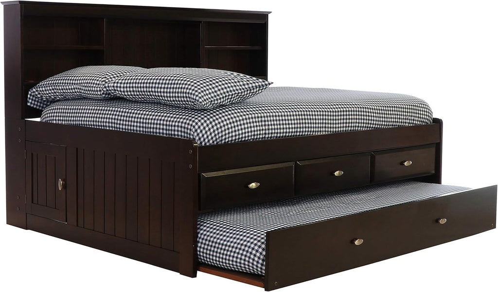 Full Bookcase Daybed with 3 Drawers & Trundle Espresso J61990