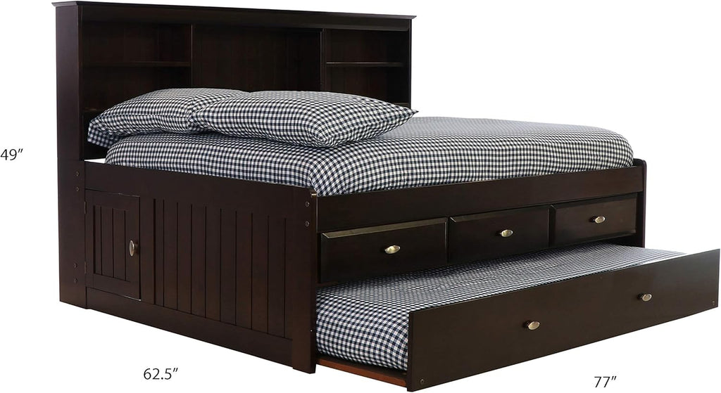 Full Bookcase Daybed with 3 Drawers & Trundle Espresso J61990