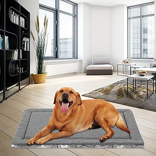 Grey Reversible Machine Washable Dog Crate Mat B73451