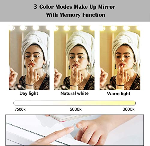 31.5"x 23.6" White Wall-Mounted Vanity Mirror with 18 Dimmable LED Bulbs K466