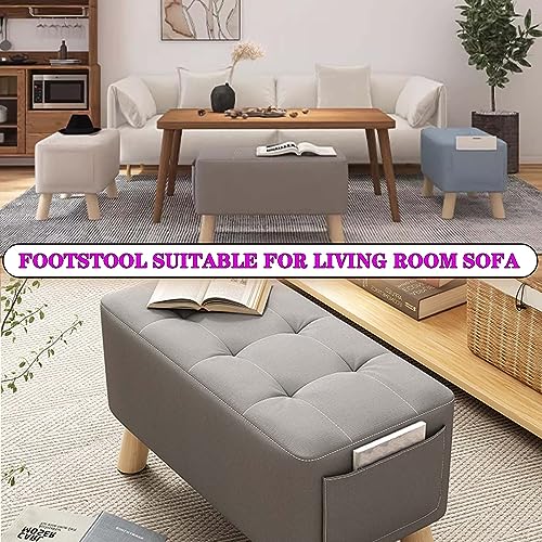 Rectangle Foot Stool with Padded Seat and Solid Wood Legs I621507