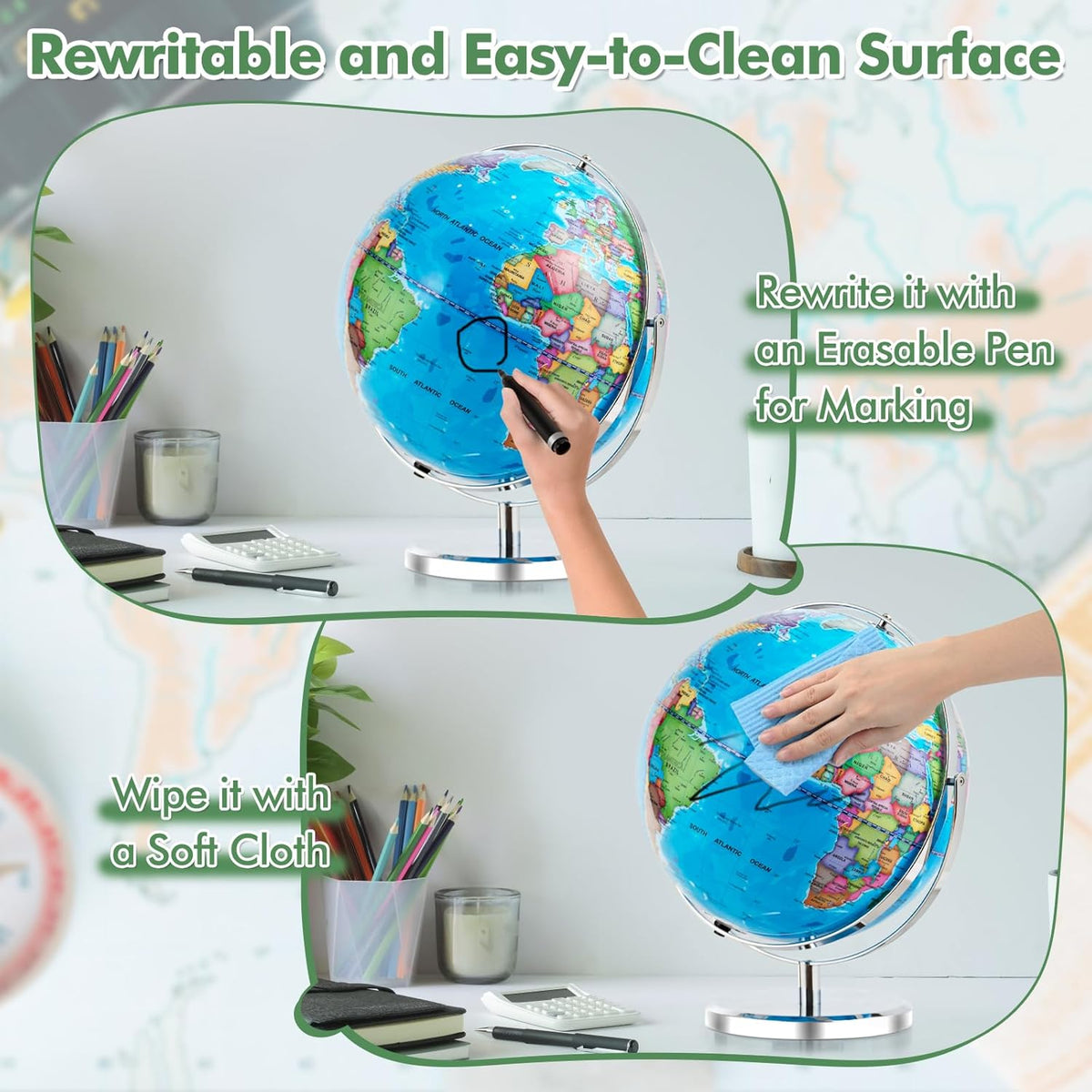 13” Desktop Geographic Globe with LED Light G6319