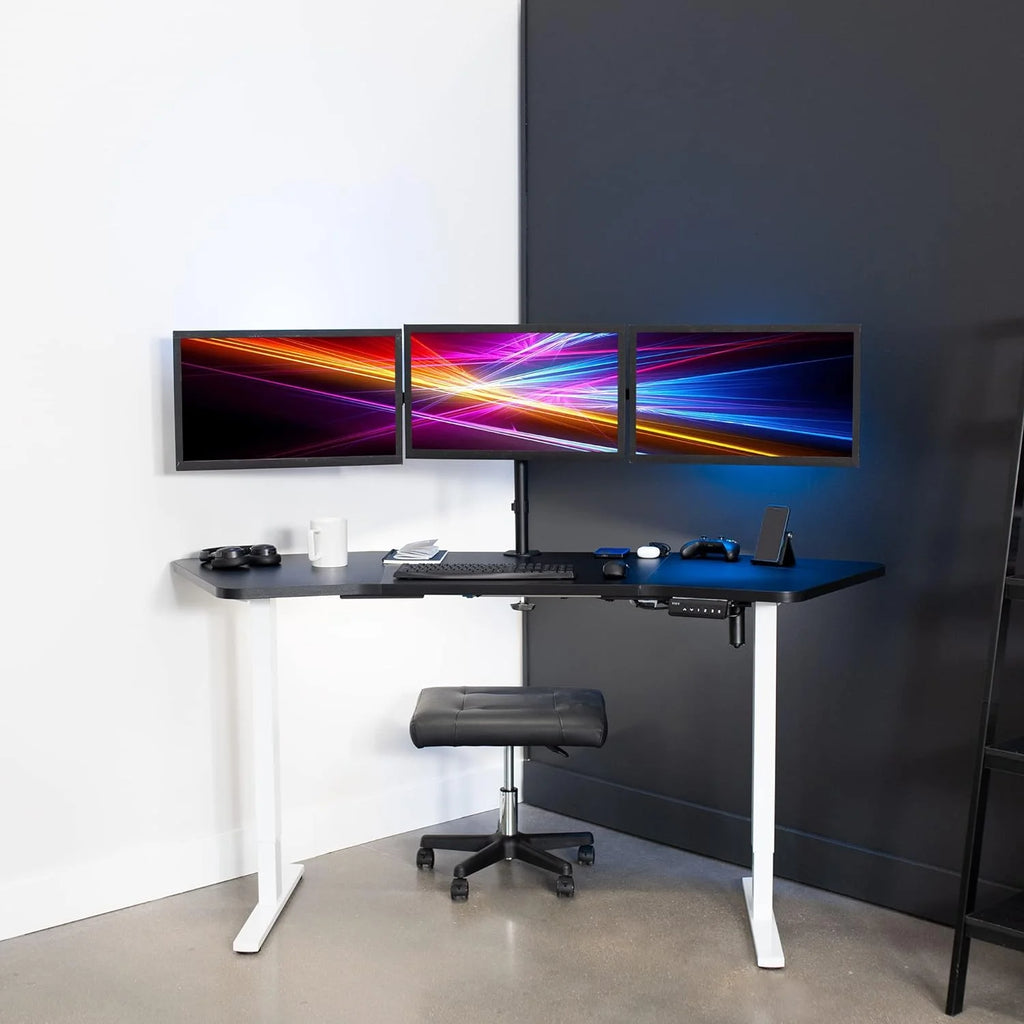 Black Table Top White Frame Electric Height Adjustable Stand Up Desk W984504