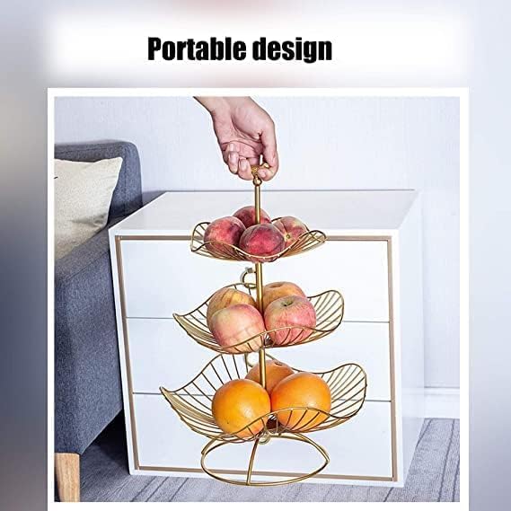 Gold Metal 3-Tier Fruit Basket Holder P396382