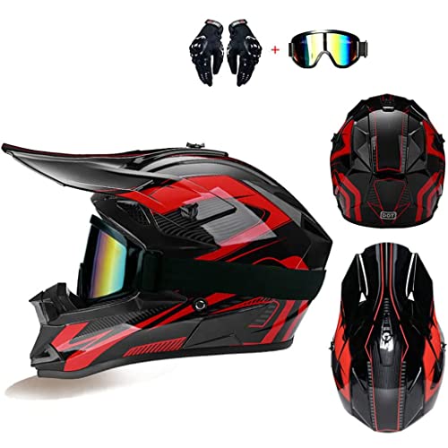 Adult Off-Road Mountain Full Face Helmet with Gloves Goggles DOT Certified K6035