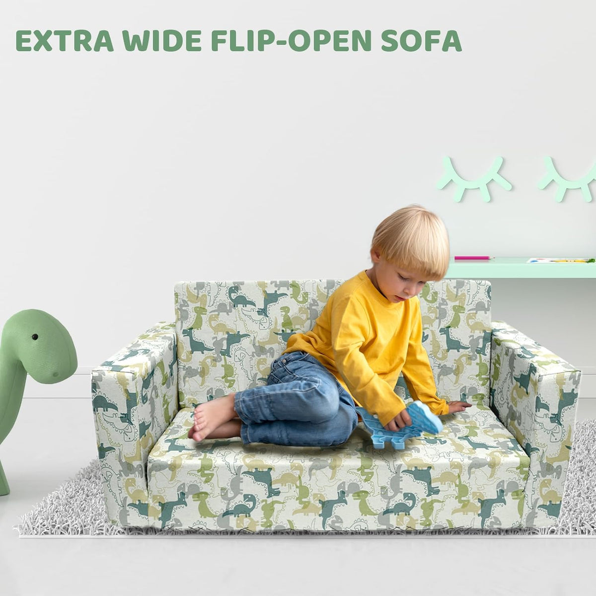 2 Seats 2 in 1 Flip Open Chair Sleeper Bed V672836