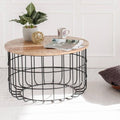 Black and Natural Wood Cage Coffee Table X878539