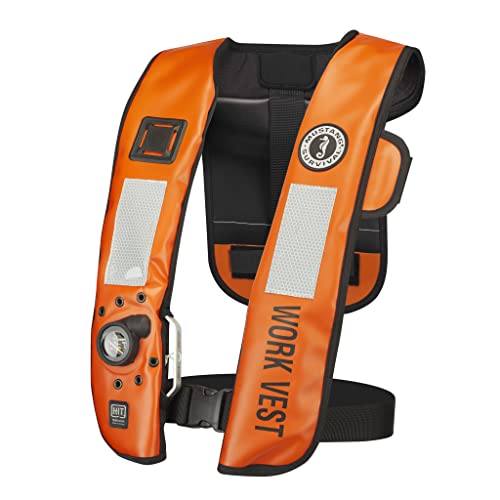 Orange & Black Inflatable Work Vest, 35 lb. Buoyancy W433