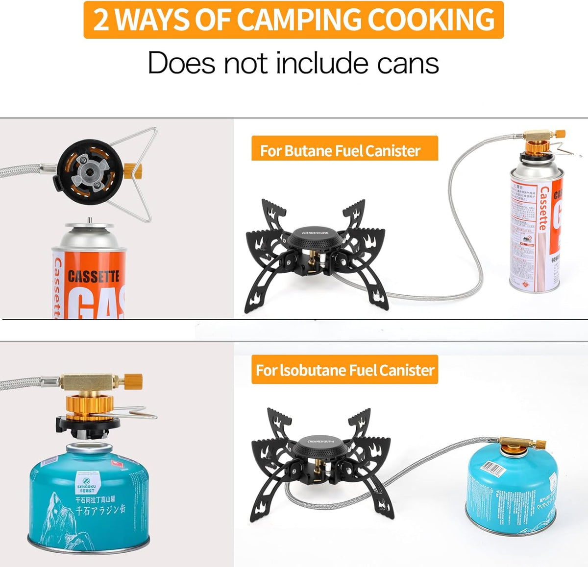 Portable Camping Stove with Adapter Wok Stand J83949