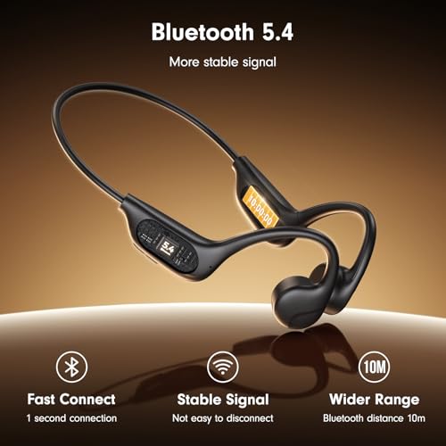 Bone Conduction Open Ear Headphones Bluetooth 5.4 with Mic 10H Playtime IPX5 Waterproof V74787