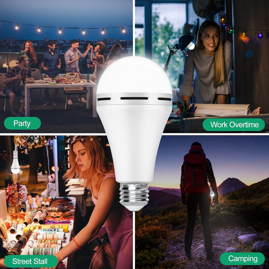 Rechargeable Emergency LED Light Bulb with Hook 1200mAh 12W 10 Pack X766120
