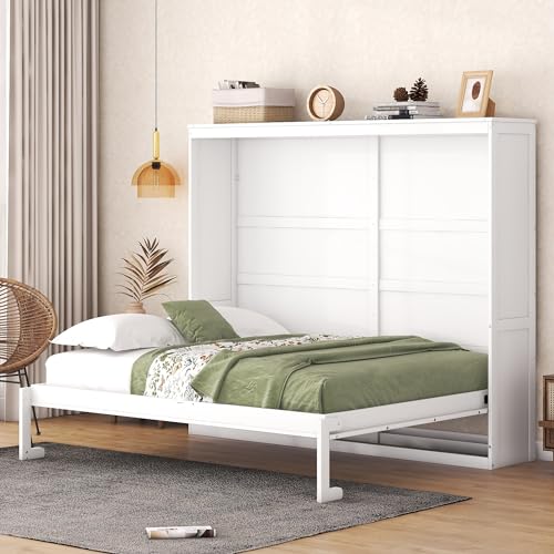 Full Size White Murphy Bed Cabinet R134