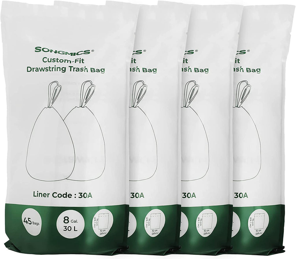 8.5 Gal White Drawstring Trash Bags H616394