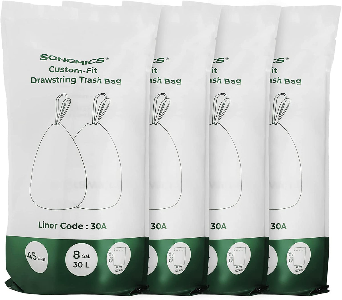 8.5 Gal White Drawstring Trash Bags H616394