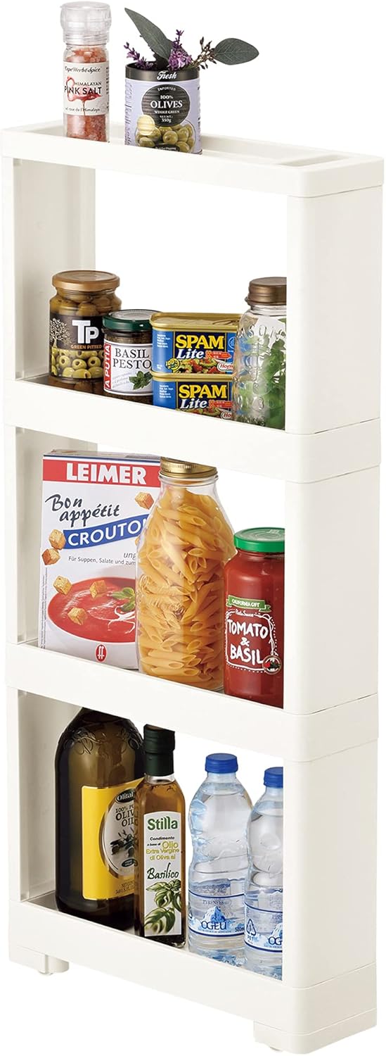White 4 Tiers Slim Rolling Storage Cart Z1396