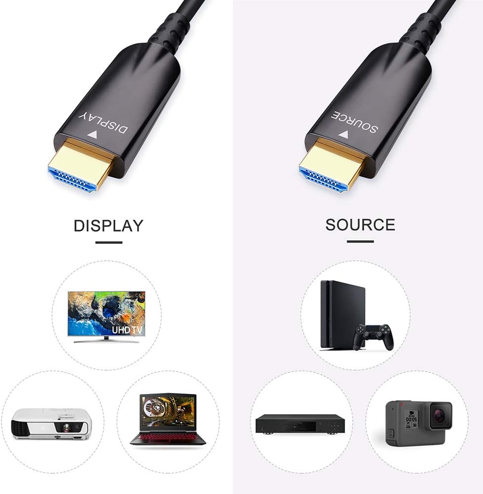 100ft Fiber Optic HDMI Cable 4K 30Hz 1080p 60Hz Black Pack of 2 B6484