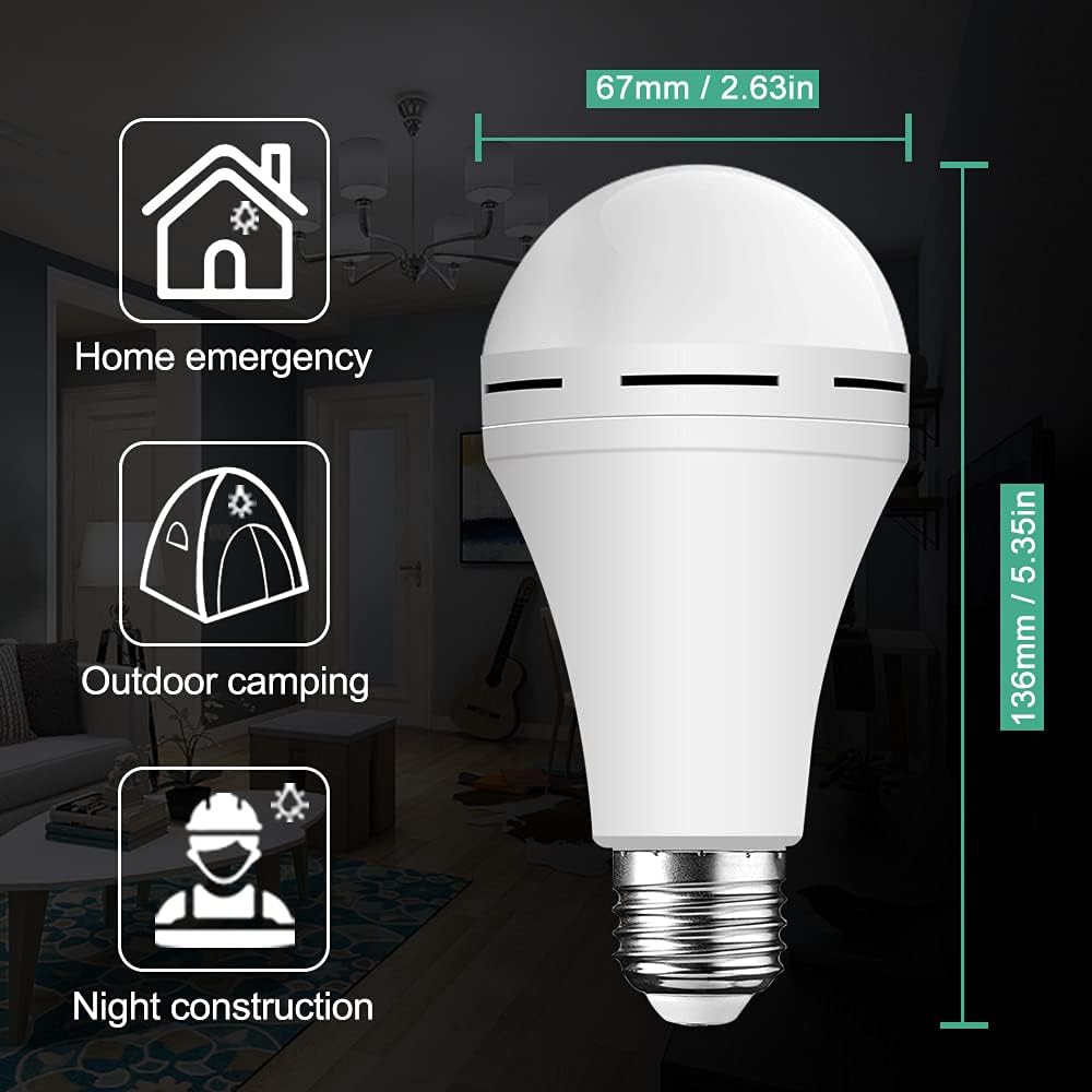Rechargeable Emergency LED Light Bulb with Hook 1200mAh 12W 10 Pack X766120