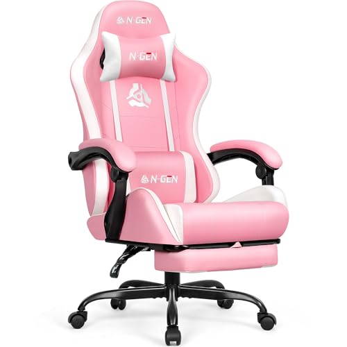 Black PU Leather High Back Ergonomic Video Gaming Chair with Footrest B852463