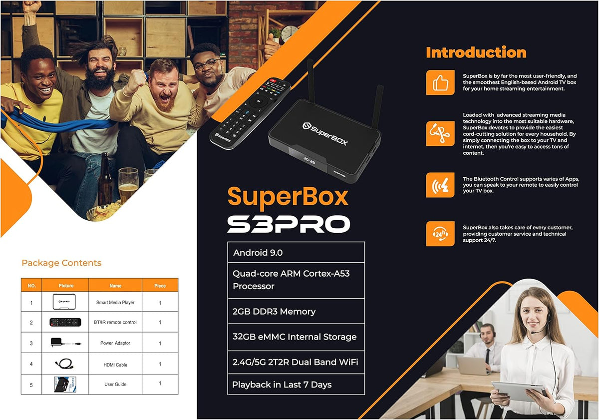 SuperBox S3 Pro with Voice Remote, Backlit Mini Keyboard & 8K HDMI Cable J2980