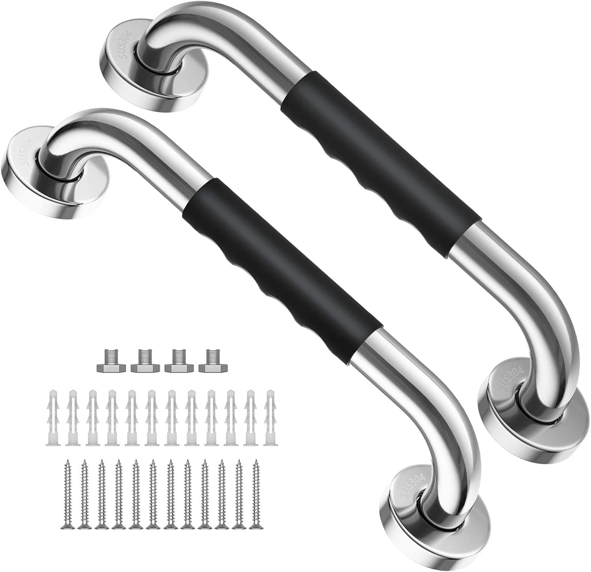 2 Pack 24 Inch Black Stainless Steel Shower Grab Bar T2801