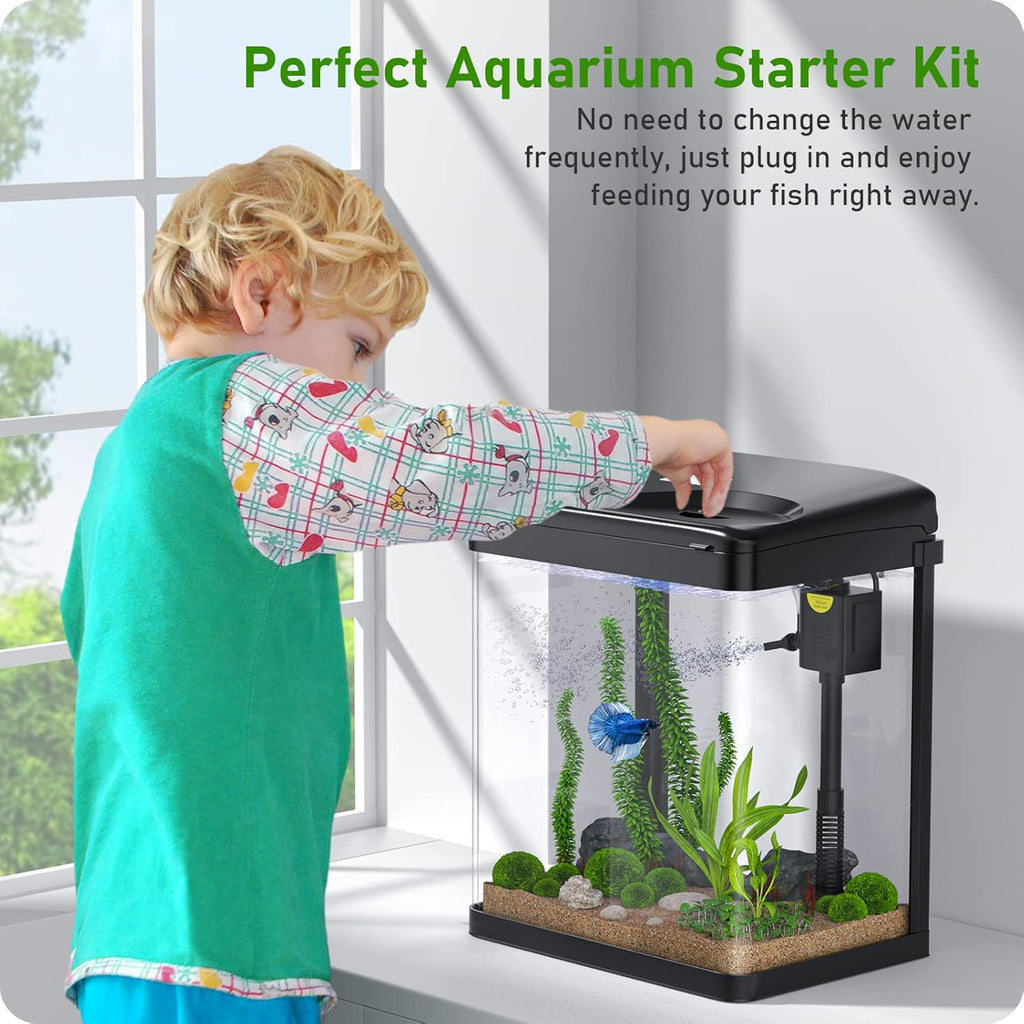 2 Gallon Glass Fish Tank with Filter Light Z983801