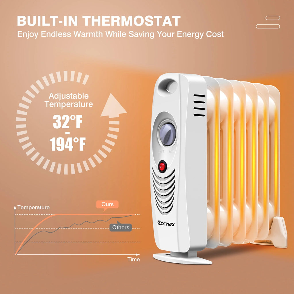 Portable Mini Electric Oil Filled Radiator Heater 7-Fin P539