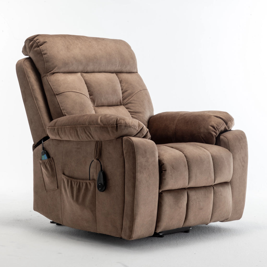 Dark Brown Oversized Electric Lift Recliner Chair with Heat and Massage U906500