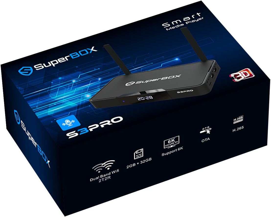 SuperBox S3 Pro with Voice Remote, Backlit Mini Keyboard & 8K HDMI Cable J2980