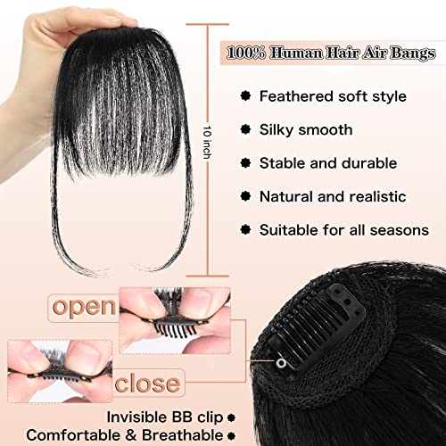 Brown Clip In Bangs Real Human Hair Extensions Wispy Bangs G938920