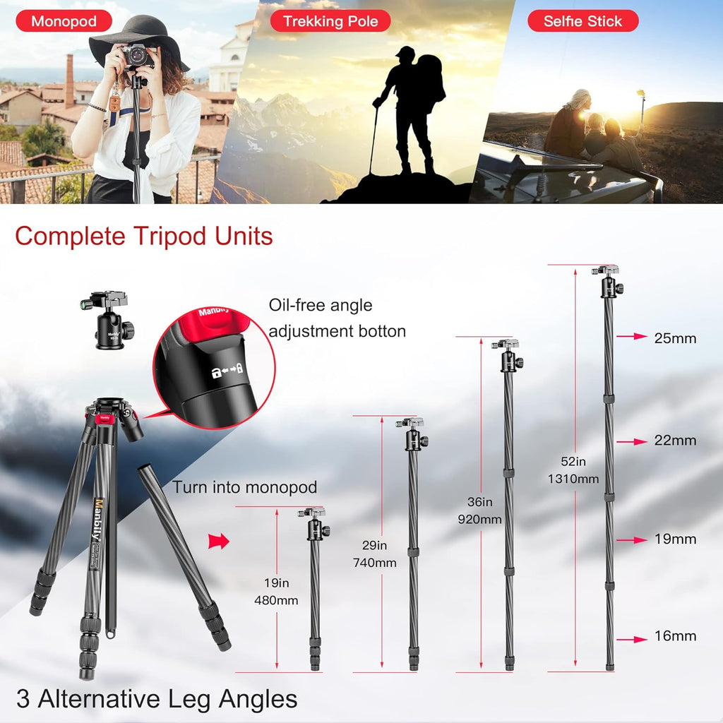 63 Carbon Fiber DSLR Camera Tripod Monopod Kit T952805