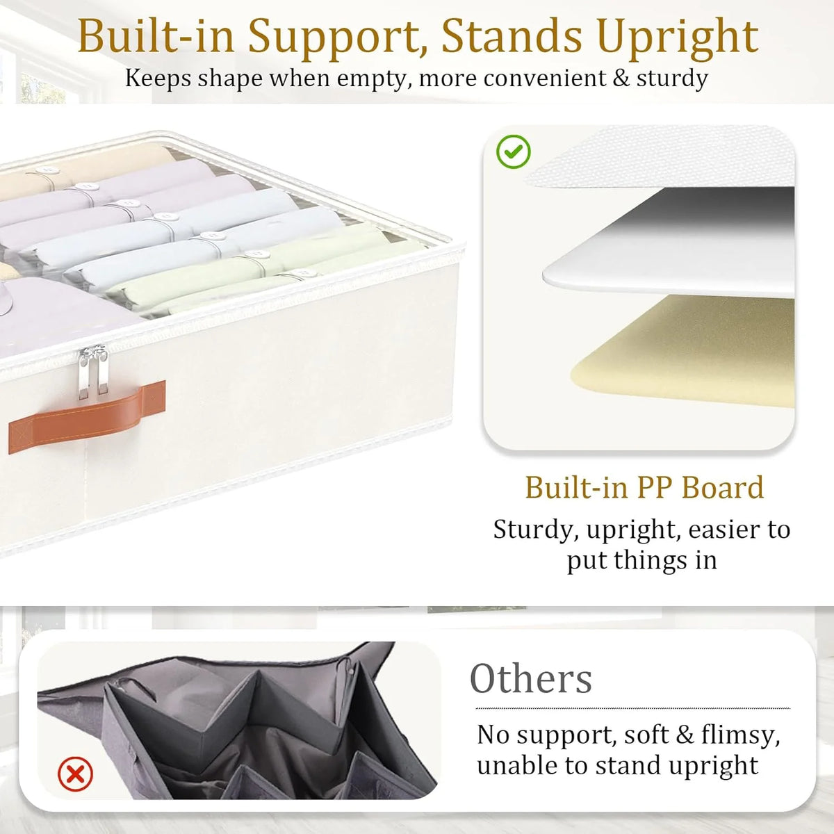 Beige 4 Pack Under Bed Storage Containers with Lids B10704